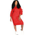 Red Rufflea Dress #Red #Ruffle #Round Neck